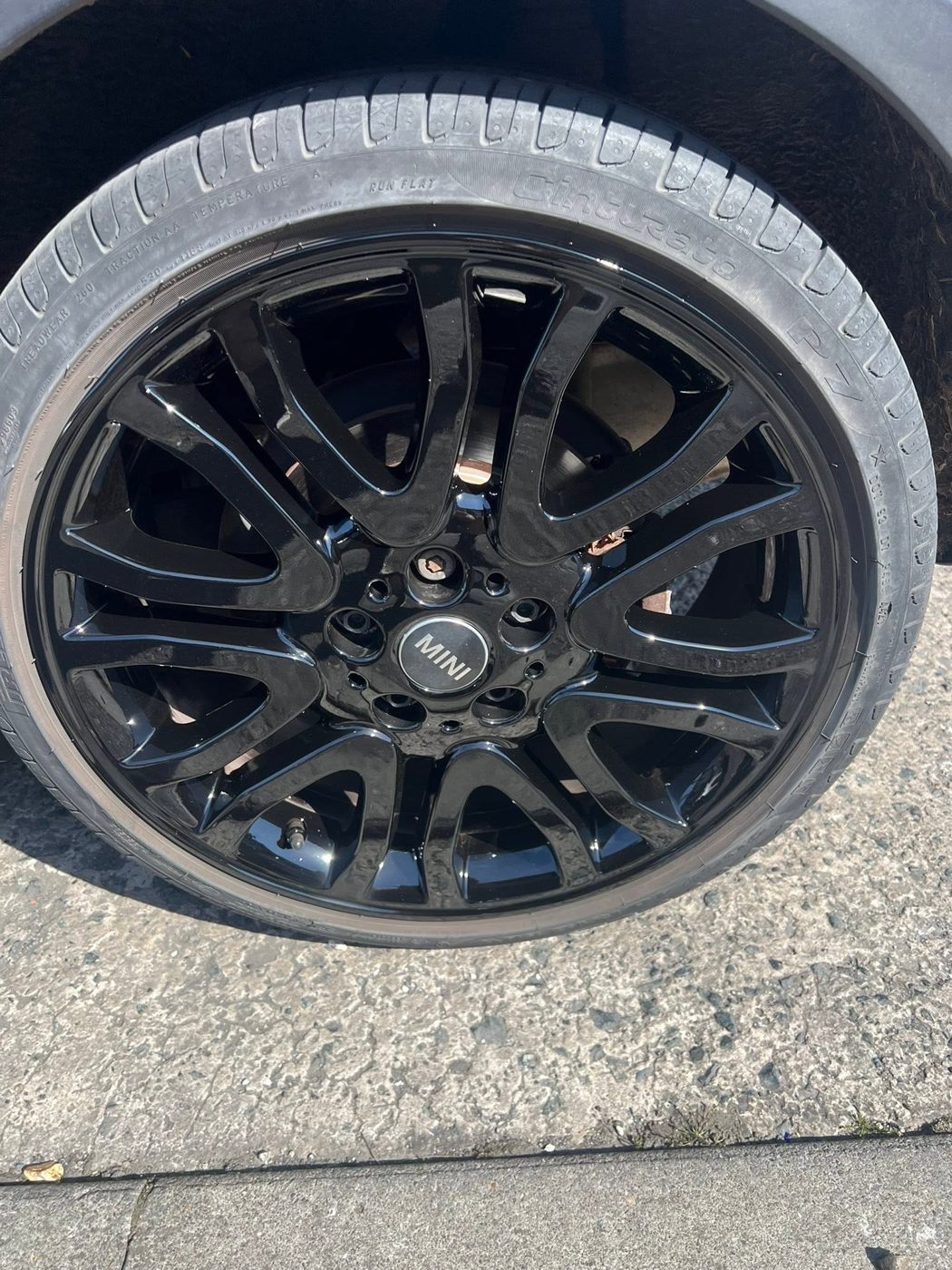 MINI with a gloss black refinished alloy wheel